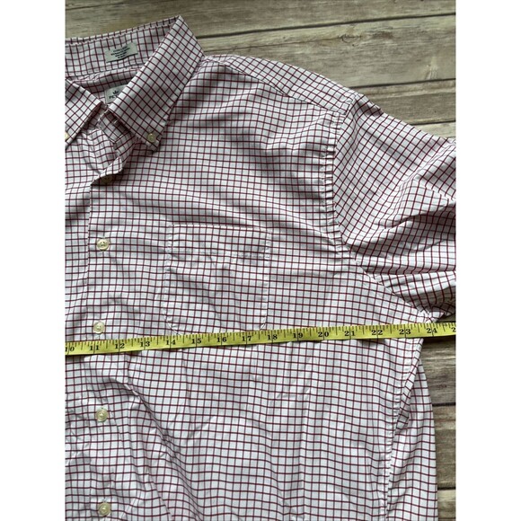 Peter Millar Mens Shirt XL Red White Checker Long Sleeve Button Down - Picture 3 of 6